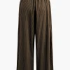 Solid Pleated Wide Leg Pants>MICAS Discount