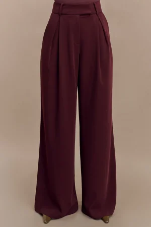 Solid Pleated Wide Leg Trousers>MICAS New