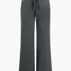 Solid Pocket Drawstring Tie-Up Trousers>MICAS Clearance
