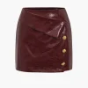Solid Pu Button Asymmetrical Skirt>MICAS Sale