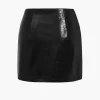 Solid Pu Button Asymmetrical Skirt>MICAS Sale