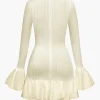 Solid Puff Bell Sleeve Mini Dress>MICAS Hot