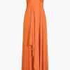 Solid Reversible Asymmetrical Tie-Up Maxi Dress>MICAS Online