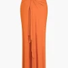 Solid Reversible Asymmetrical Tie-Up Maxi Dress>MICAS Online