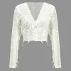 Solid Ripped Twist Knot Long-Sleeve Top>MICAS Online