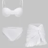 Solid Ruched Bikini 3-Piece Set>MICAS Hot