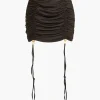 Solid Ruched Drawstring Tie-Up Skirt Set>MICAS Discount
