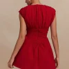 Solid Ruched Mini Dress>MICAS Clearance