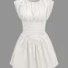 Solid Ruched Mini Dress>MICAS Clearance