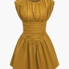 Solid Ruched Mini Dress>MICAS Clearance