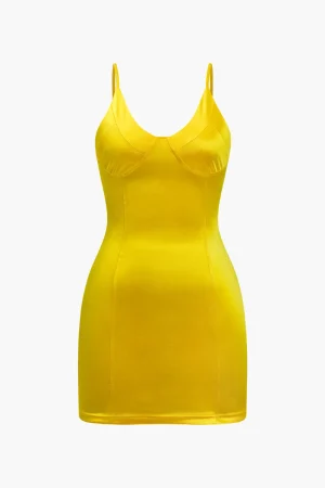 Solid Satin Slip Mini Dress>MICAS Outlet