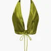 Solid Satin Twist Halter Knot Cami Top>MICAS Outlet