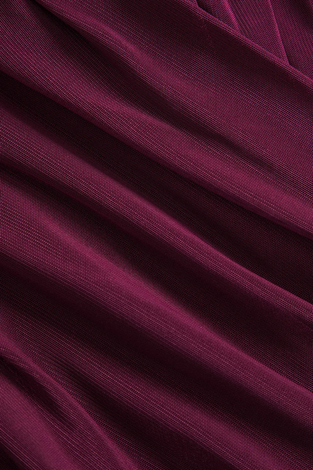 Solid Sheer Mesh Ruched Long-Sleeve Top>MICAS Hot