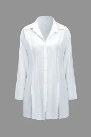 Solid Slit Long-Sleeve Shirt>MICAS New