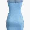 Solid Strapless Ruched Mini Dress>MICAS Fashion