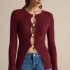 Solid Sweater Button Long-Sleeve Top>MICAS Fashion