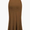 Solid Sweater Cut Out Top And Skirt Set>MICAS Discount