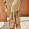Solid Sweater Fringe Asymmetrical Dress>MICAS Fashion