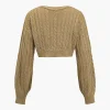 Solid Sweater Twist Knot V-Neck Long-Sleeve Top>MICAS Fashion