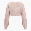 Solid Sweater Twist Knot V-Neck Long-Sleeve Top>MICAS Fashion
