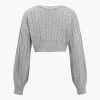 Solid Sweater Twist Knot V-Neck Long-Sleeve Top>MICAS Fashion
