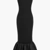 Solid Tie Back Slip Mermaid Sweater Dress>MICAS Outlet