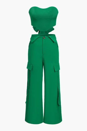 Solid Tie Backless Tube Top And Cargo Trouser Set>MICAS Discount