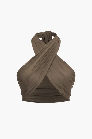 Solid Tie Front Backless Cami Top>MICAS Online