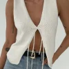 Solid Tie Front Knit Vest>MICAS Clearance