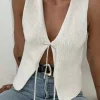 Solid Tie Front Knit Vest>MICAS Clearance