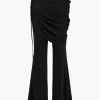 Solid Top And Asymmetrical Drawstring Flared Trouser Set>MICAS Outlet