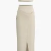 Solid Tube Top And Wrap Split Midi Skirt Set>MICAS Sale