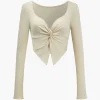 Solid Twist Knot Long-Sleeve Top>MICAS Outlet