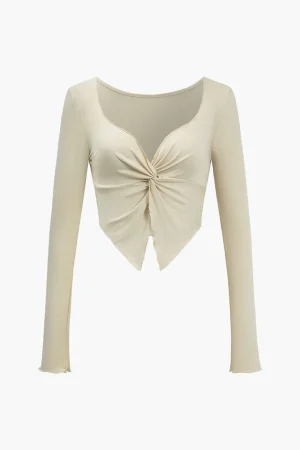 Solid Twist Knot Long-Sleeve Top>MICAS Outlet
