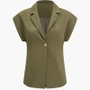 Solid V-neck Button Jacket>MICAS Fashion