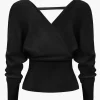 Solid V-neck Sweater Long-Sleeve Top>MICAS Hot