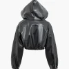 Solid Zipper Hooded Faux Leather Jacket>MICAS Clearance