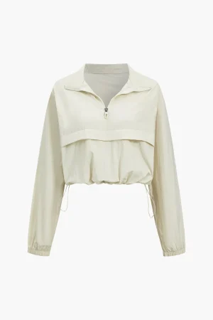 Solid Zipper Stand Collar Sports Long-Sleeve Top>MICAS Best