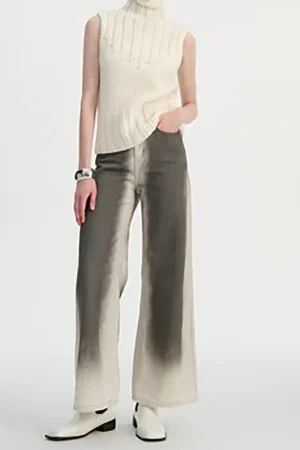Stained Print High Waist Wide Leg Pants>MICAS Clearance