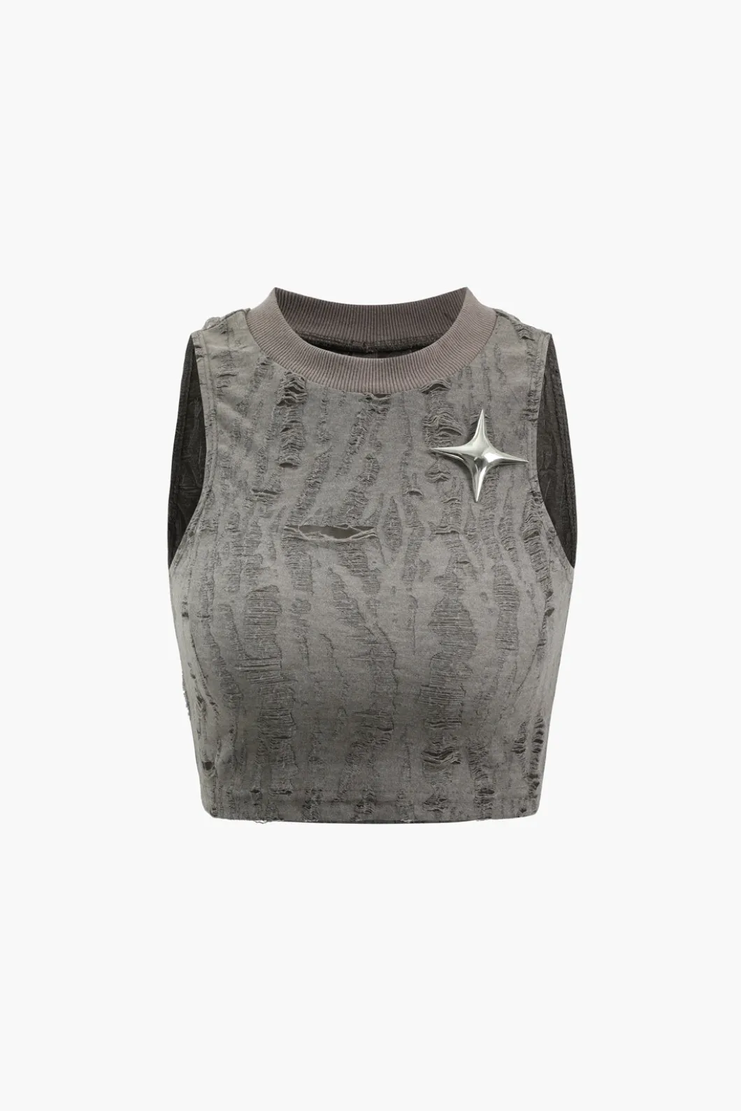 Star Decor Destroyed Tank Top>MICAS Sale