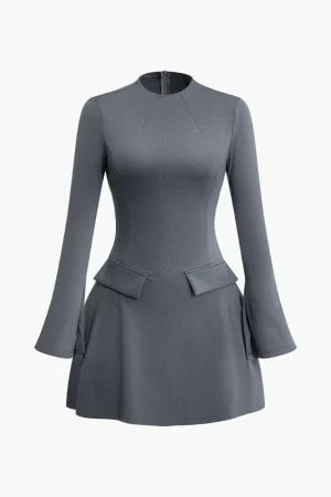 Stitching Bell Sleeve Mini Dress>MICAS Sale