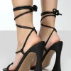 Strappy Faux Leather Crossed Square Toe High Heel Sandals>MICAS Best