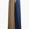Stripe Asymmetrical Detail Color Block Print Trousers>MICAS Hot