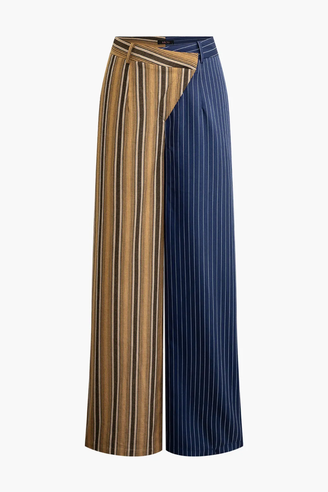 Stripe Asymmetrical Detail Color Block Print Trousers>MICAS Hot