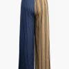 Stripe Asymmetrical Detail Color Block Print Trousers>MICAS Hot