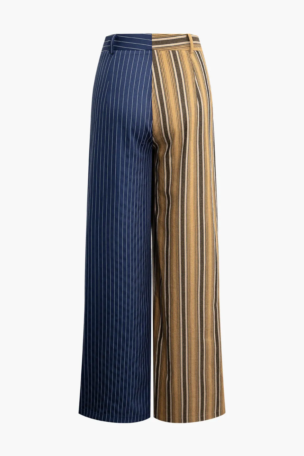 Stripe Asymmetrical Detail Color Block Print Trousers>MICAS Hot