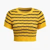 Stripe Crop Knit Top And Shorts Set>MICAS Hot