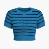 Stripe Crop Knit Top And Shorts Set>MICAS Hot