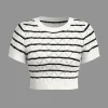 Stripe Crop Knit Top And Shorts Set>MICAS Hot