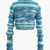 Stripe Feather Detail Tie Front Long Sleeve Knit Cardigan>MICAS Hot